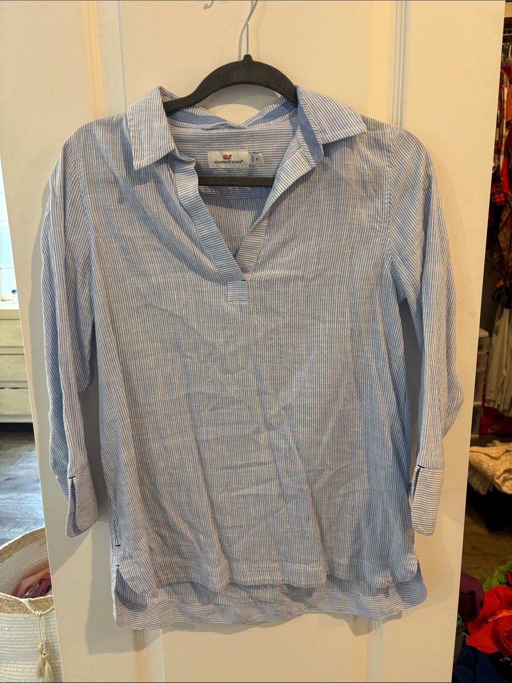 Vineyard Vines Light Blue Pinstripe Tunic Top